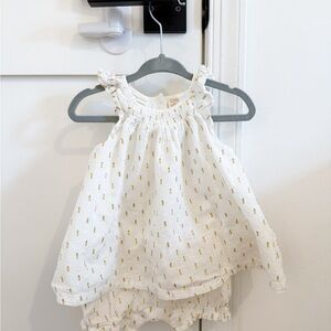 First Impressions White Dress with Gold Accents